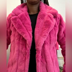 Pink faux fur jacket